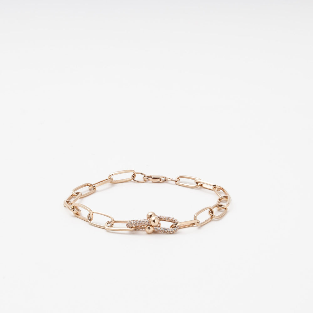 Gold 585 Bracelet with CZ and Gold Beads Accents | Ukrainian Jewelry