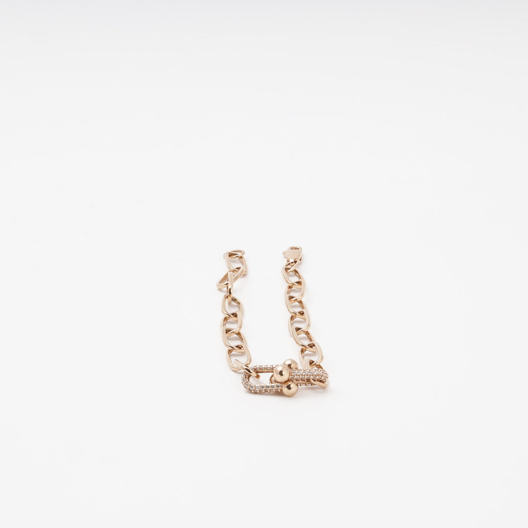 Gold 585 Bracelet with CZ and Gold Beads Accents | Ukrainian Jewelry