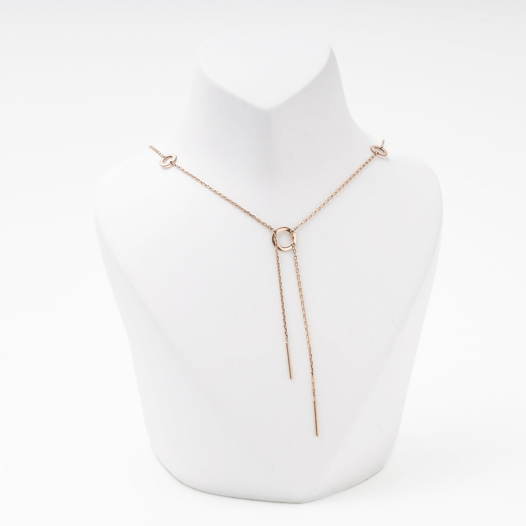 Rose Gold 585 Station Necklace with Circle Elements and Arrow Drop | Ukrainian Jewelry