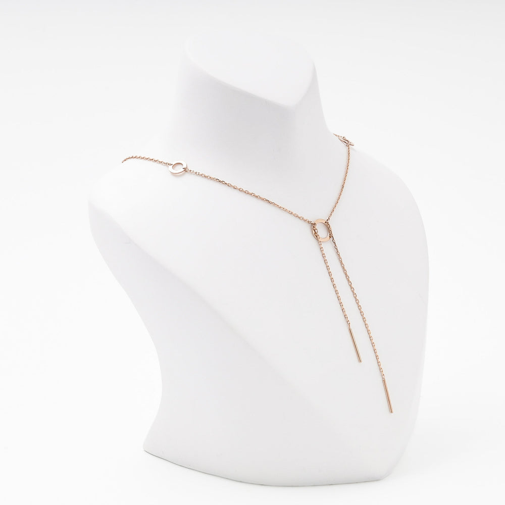 Rose Gold 585 Station Necklace with Circle Elements and Arrow Drop | Ukrainian Jewelry