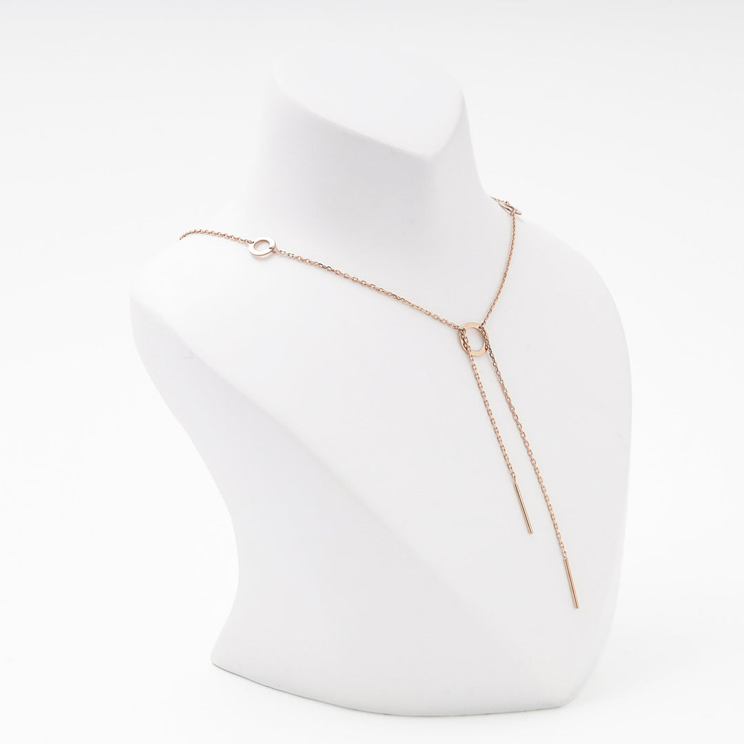 Rose Gold 585 Station Necklace with Circle Elements and Arrow Drop | Ukrainian Jewelry