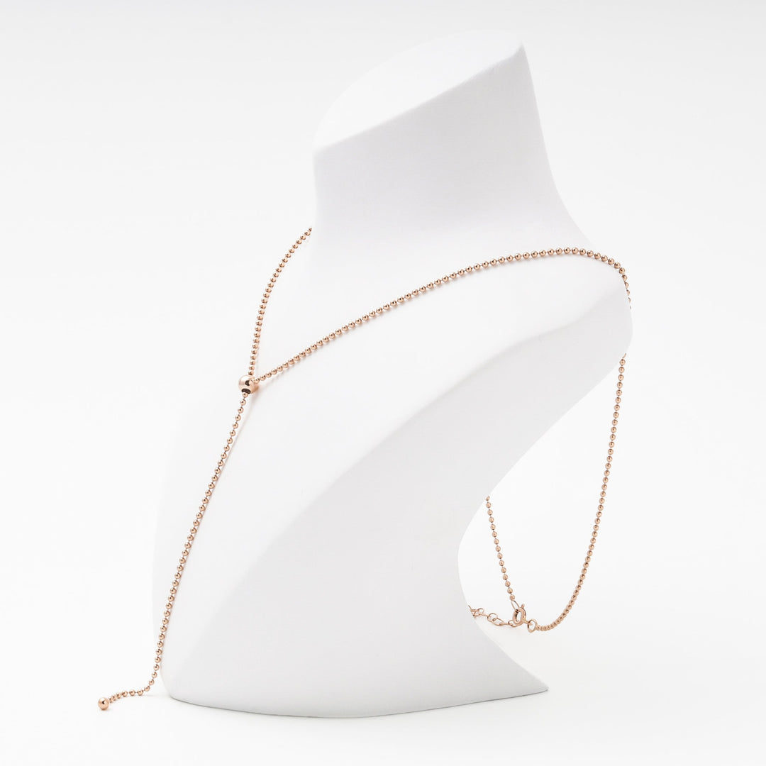 Rose gold 585 Ball Chain Lariat Necklace | Ukrainian Jewelry