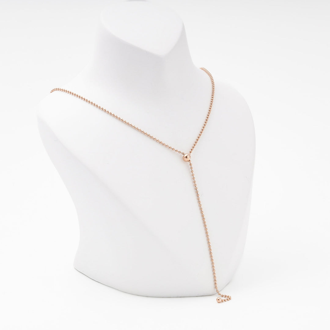 Rose gold 585 Ball Chain Lariat Necklace | Ukrainian Jewelry