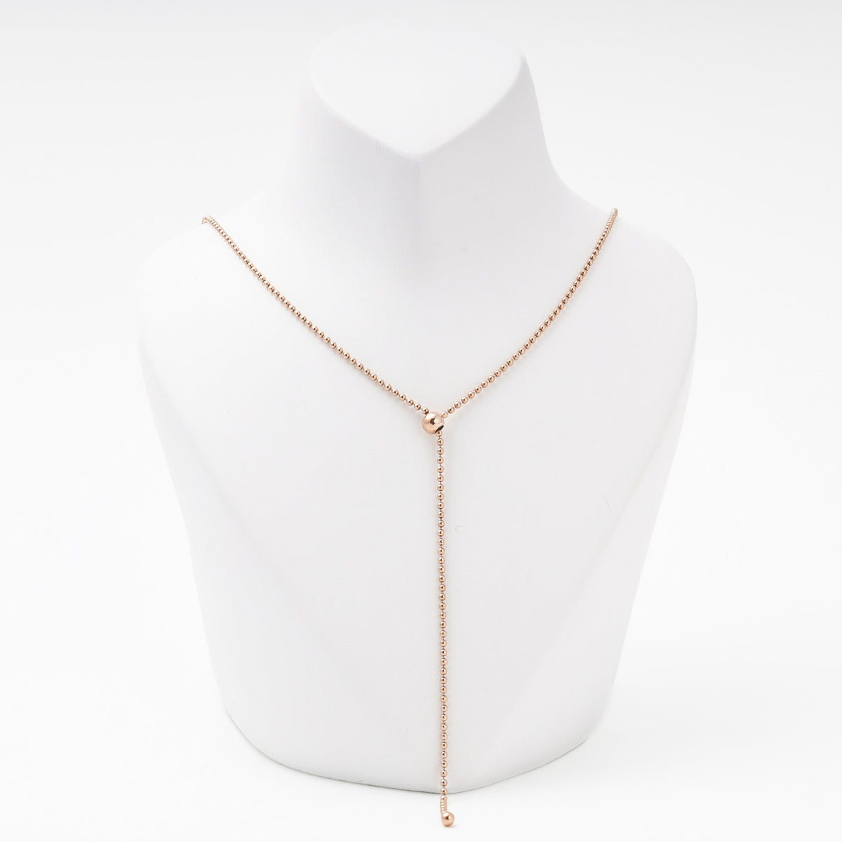 Rose gold 585 Ball Chain Lariat Necklace | Ukrainian Jewelry