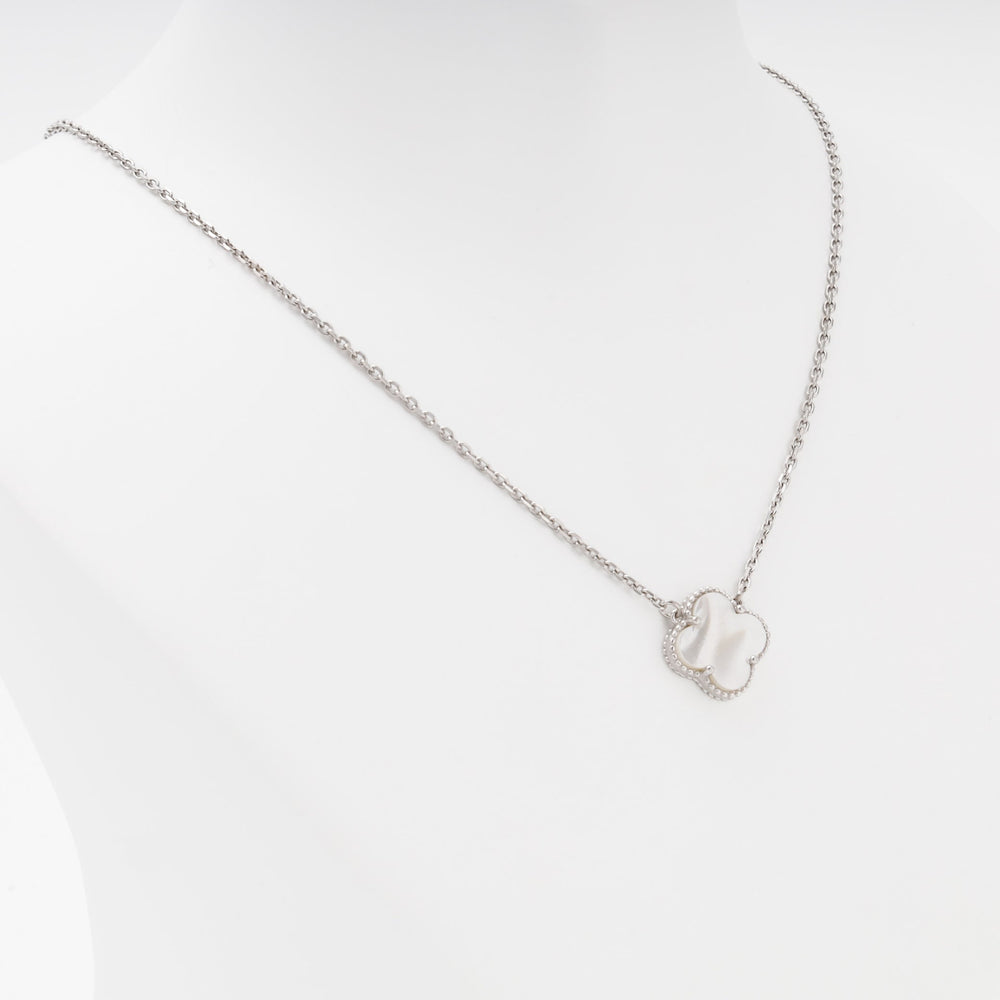 Silver 925 Necklace with Mother-of-Pearl Clover Pendant | Ukrainian Jewelry