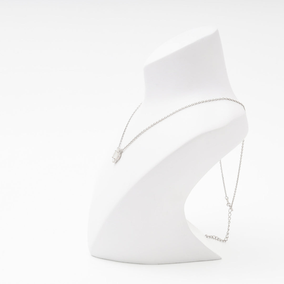 Silver 925 Necklace with Mother-of-Pearl Clover Pendant | Ukrainian Jewelry