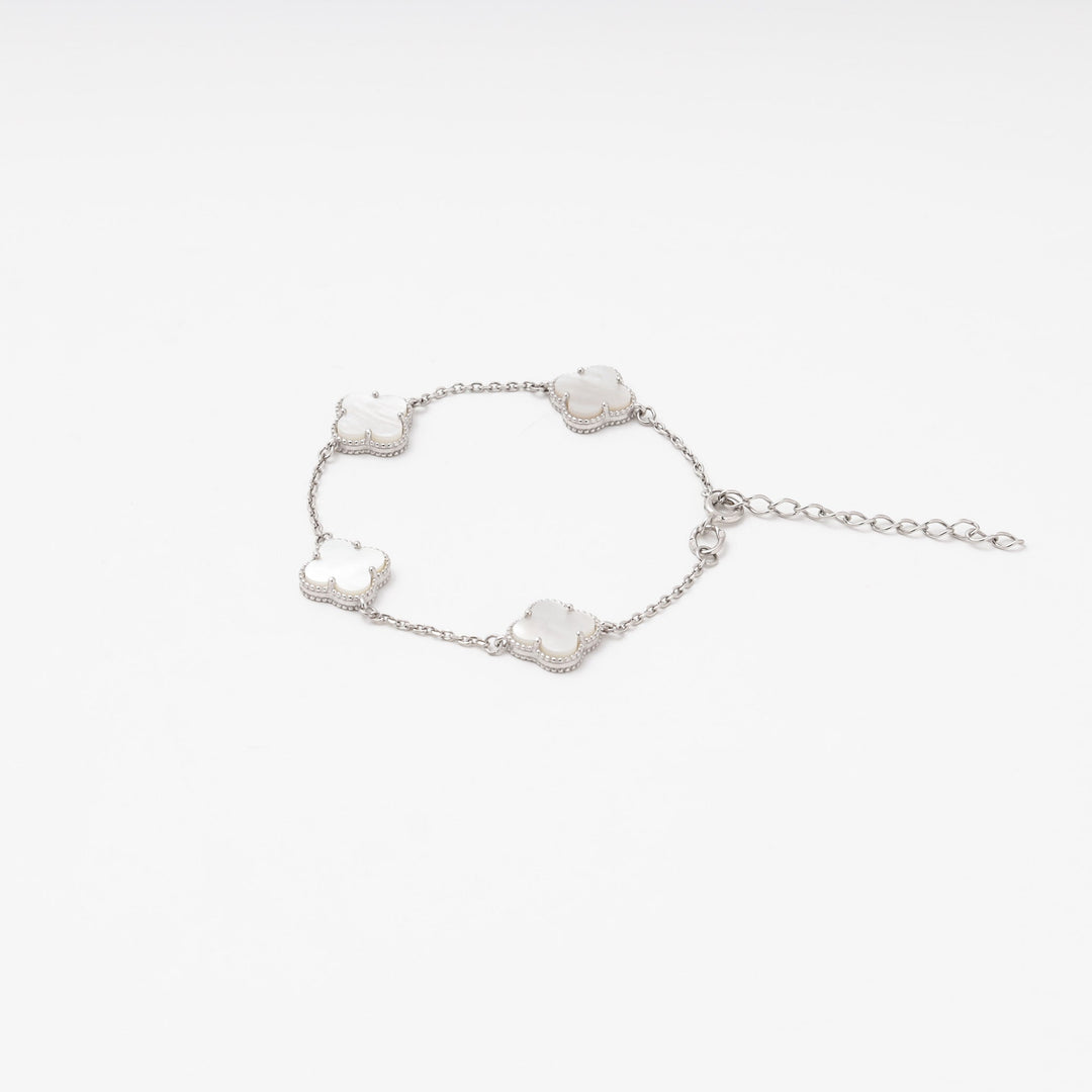 Silver 925 Bracelet with Mother-of-Pearl Clover | Ukrainian Jewelry