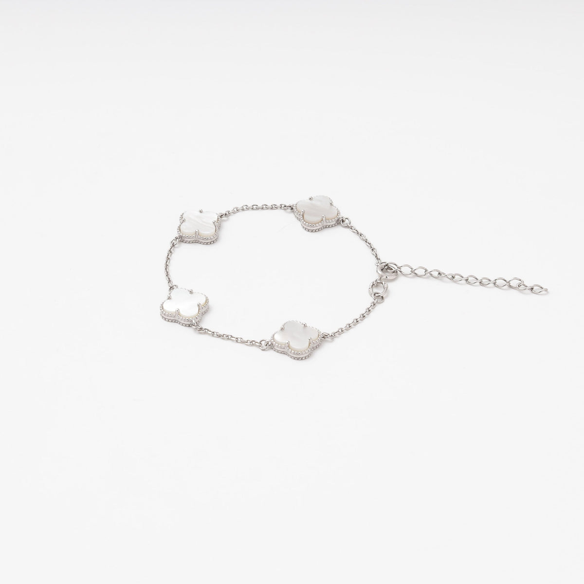 Silver 925 Bracelet with Mother-of-Pearl Clover | Ukrainian Jewelry