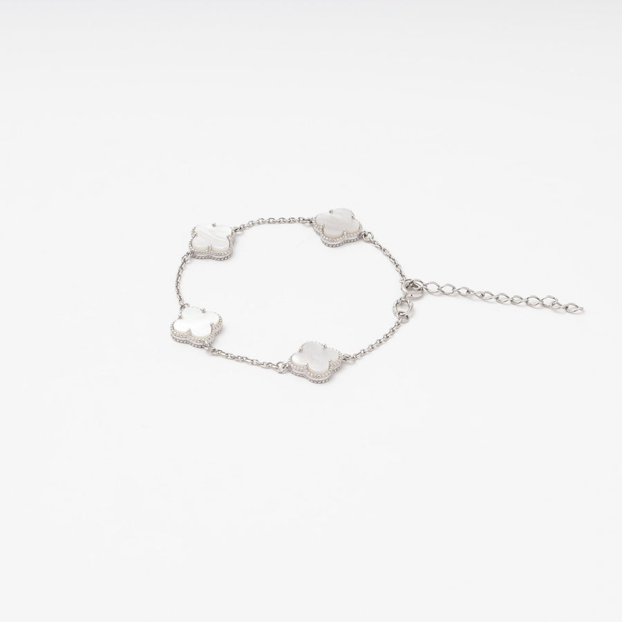 Silver 925 Bracelet with Mother-of-Pearl Clover | Ukrainian Jewelry
