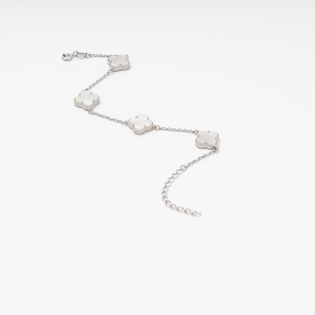 Silver 925 Bracelet with Mother-of-Pearl Clover | Ukrainian Jewelry
