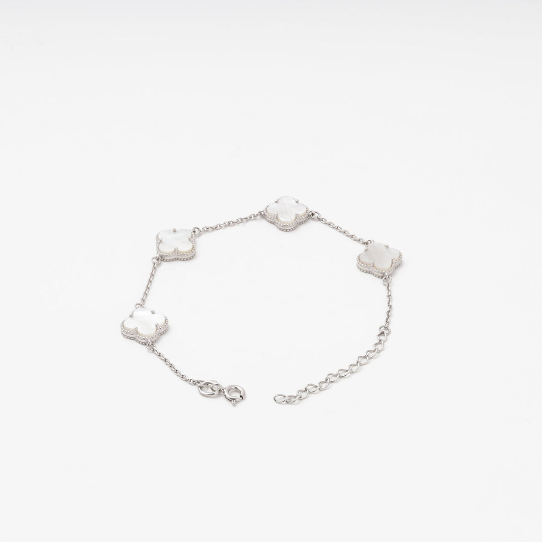 Silver 925 Bracelet with Mother-of-Pearl Clover | Ukrainian Jewelry