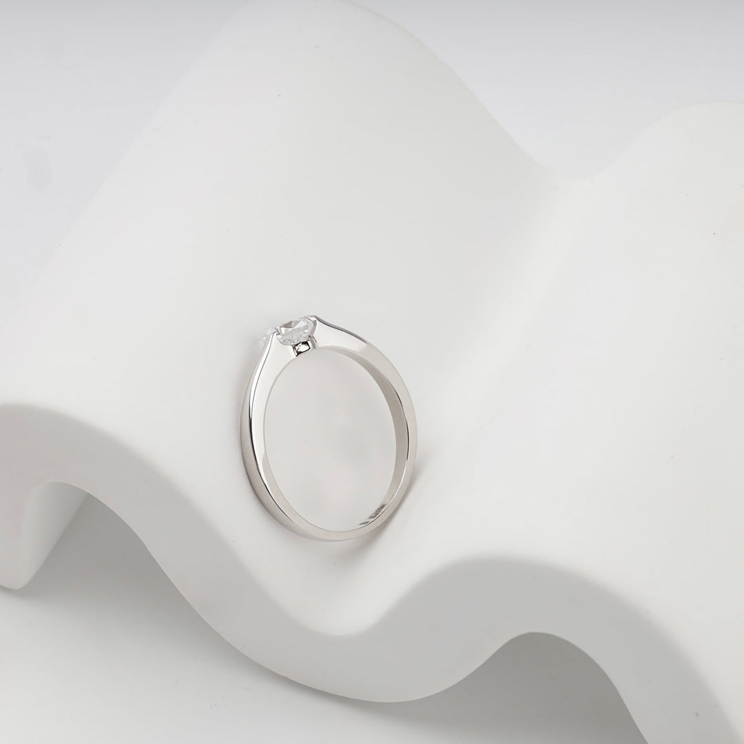 White Gold 585 Heart Cubic Zirconia Solitaire Ring | Ukrainian Jewelry