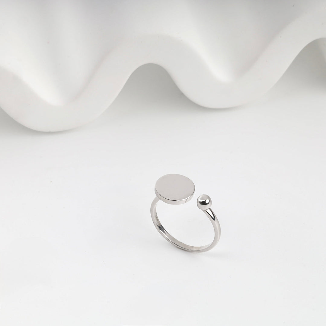 Silver 925 Open Disc and Ball Ring | Ukrainian Jewelry