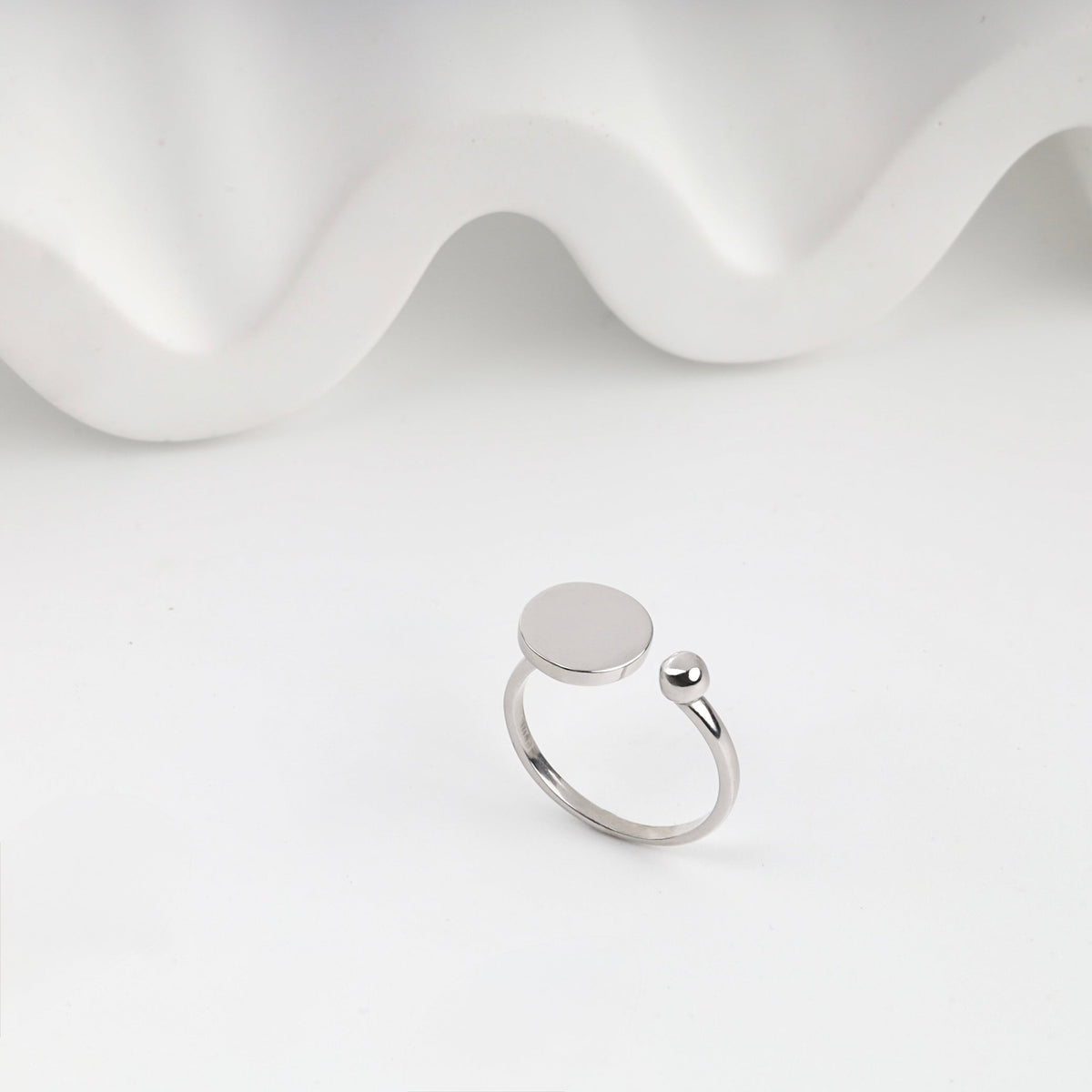 Silver 925 Open Disc and Ball Ring | Ukrainian Jewelry