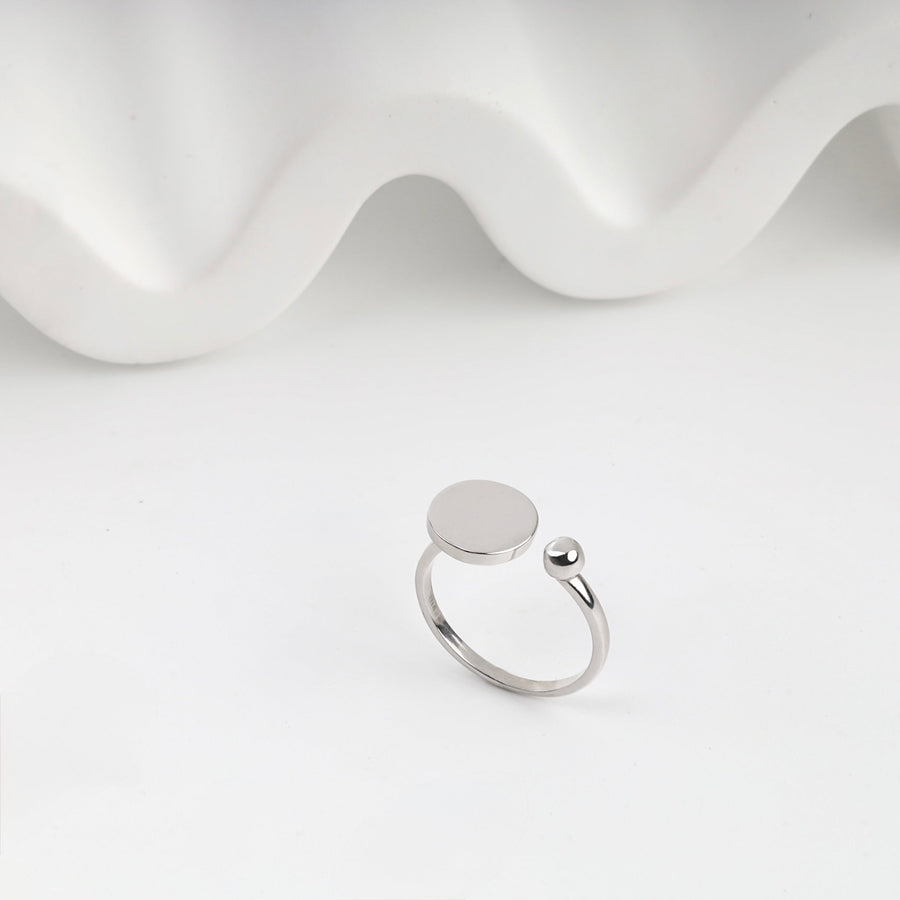 Silver 925 Open Disc and Ball Ring | Ukrainian Jewelry