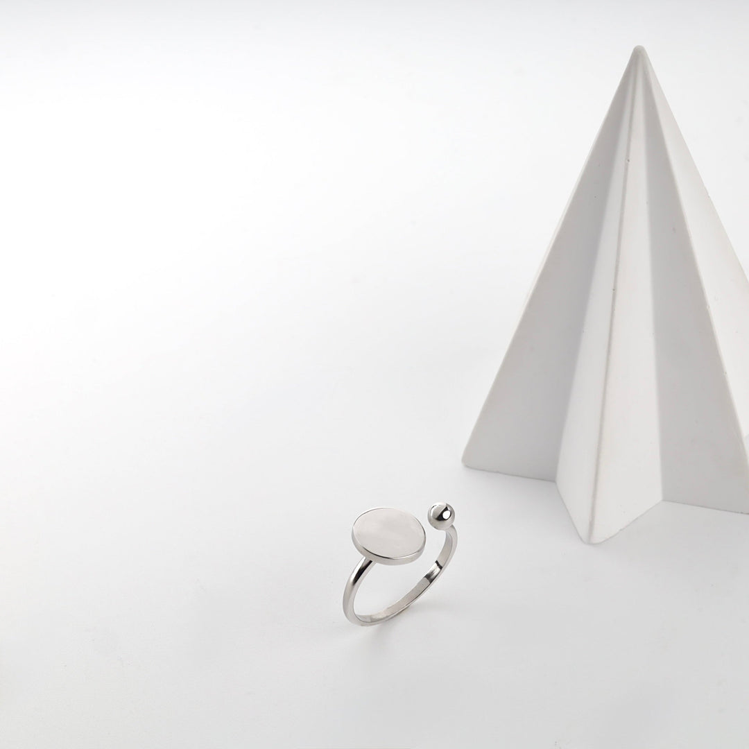 Silver 925 Open Disc and Ball Ring | Ukrainian Jewelry