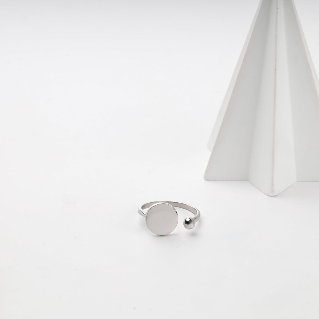 Silver 925 Open Disc and Ball Ring | Ukrainian Jewelry