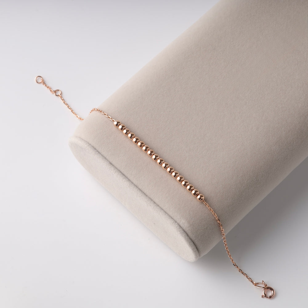 Beaded Chain Bracelet | 14K Rose Gold (585) - Ukrainian Jewelry