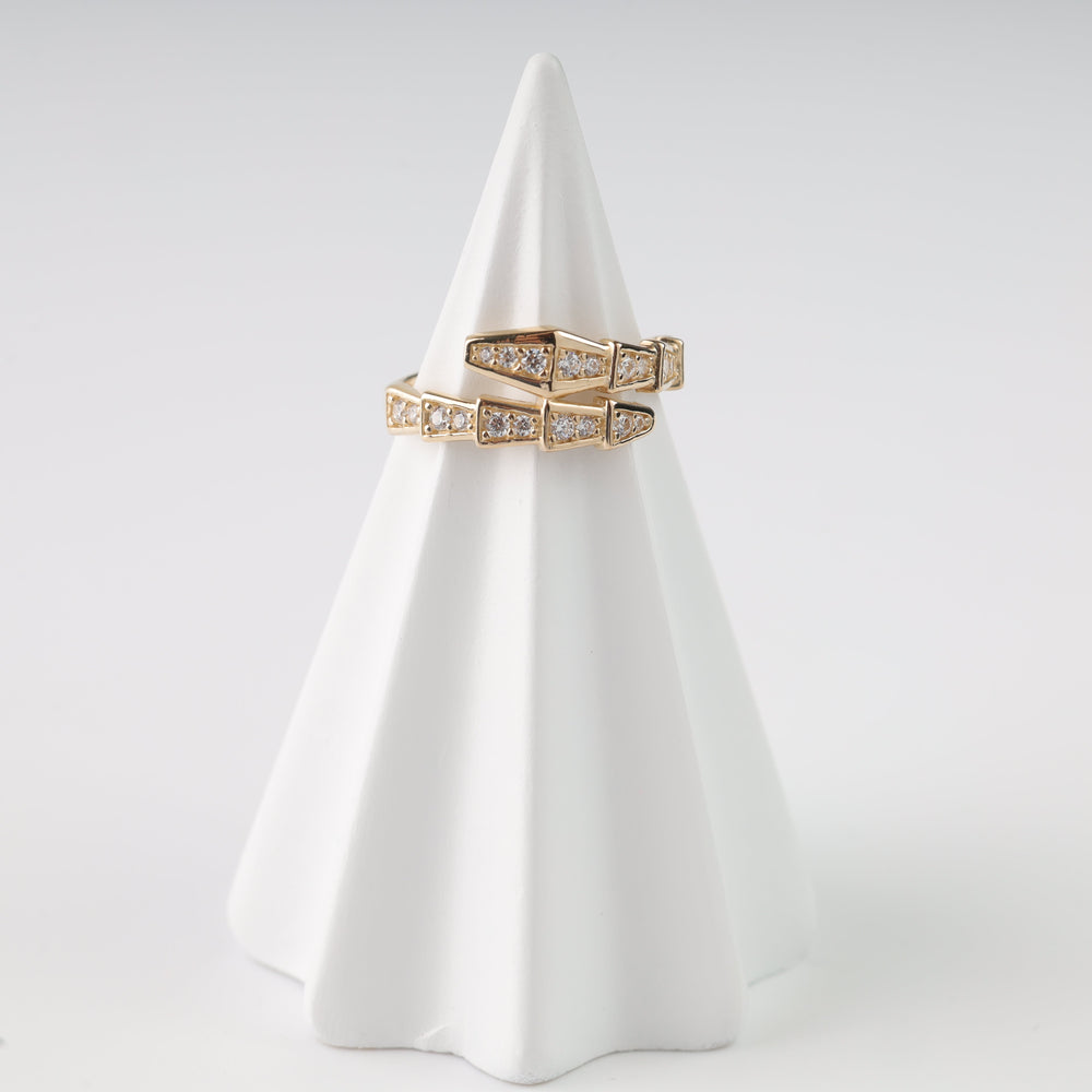 Gold Snake Ring 14K (585) Yellow Gold with Zirconia | Ukrainian Jewelry