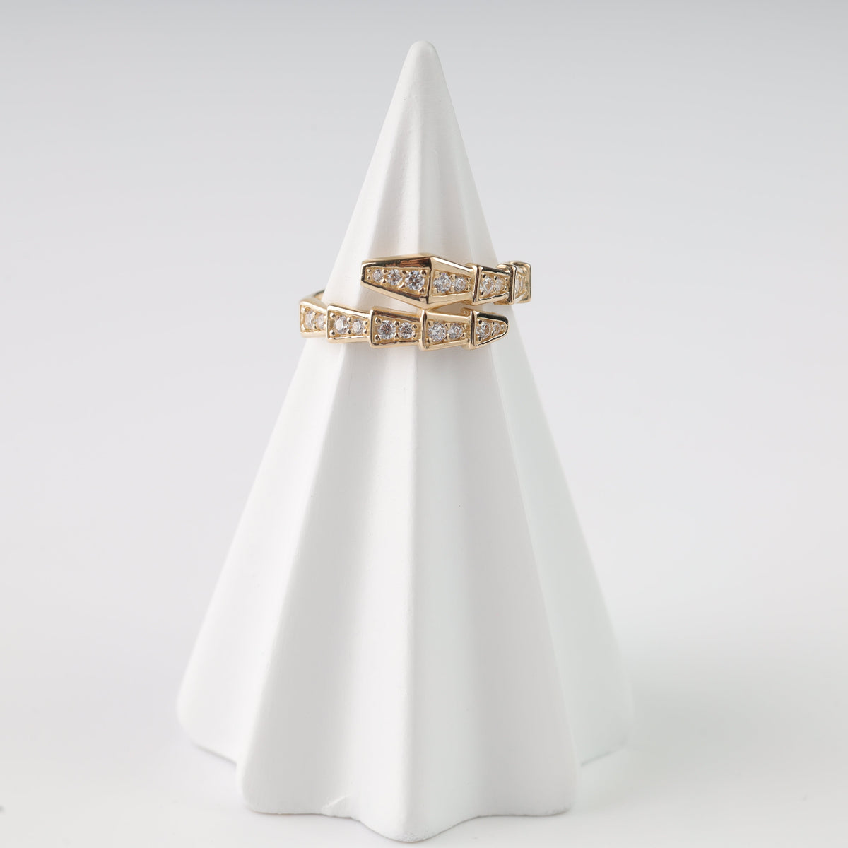 Gold 14K (585) Cubic Zirconia Geometric Wrap Ring | Ukrainian Jewelry