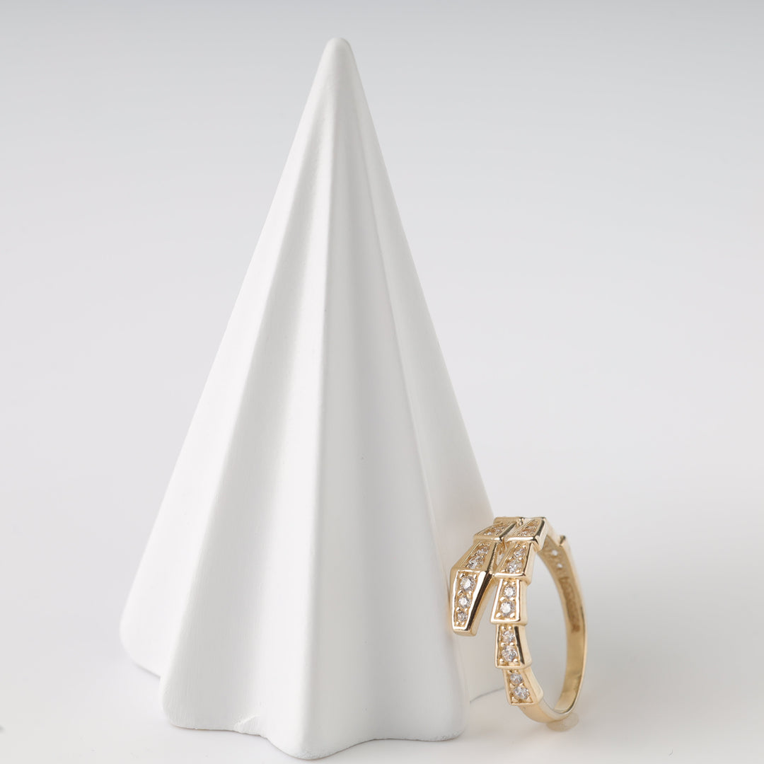 Gold Snake Ring 14K (585) Yellow Gold with Zirconia | Ukrainian Jewelry