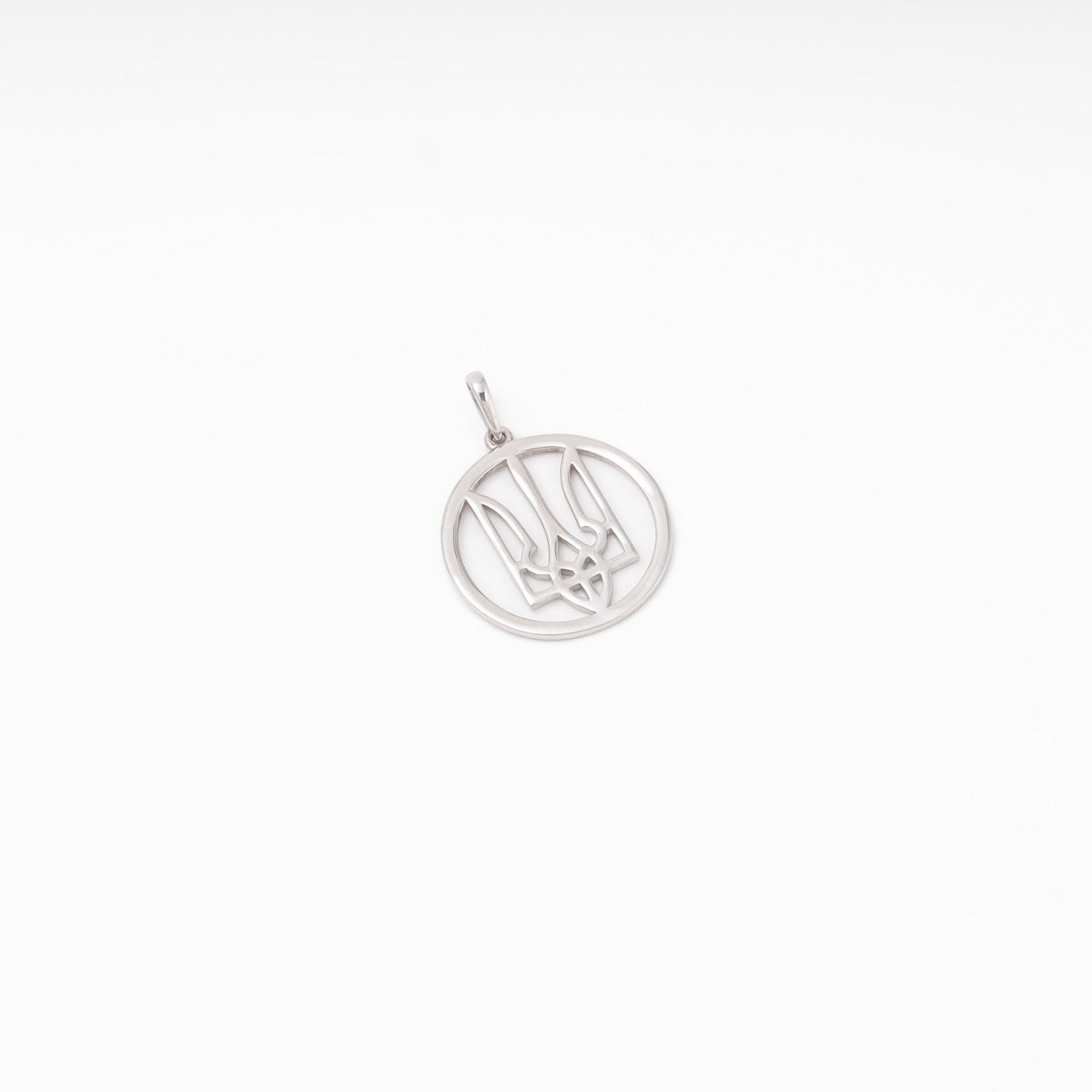 Silver 925 Trident Pendant in Circle | Ukrainian Jewelry
