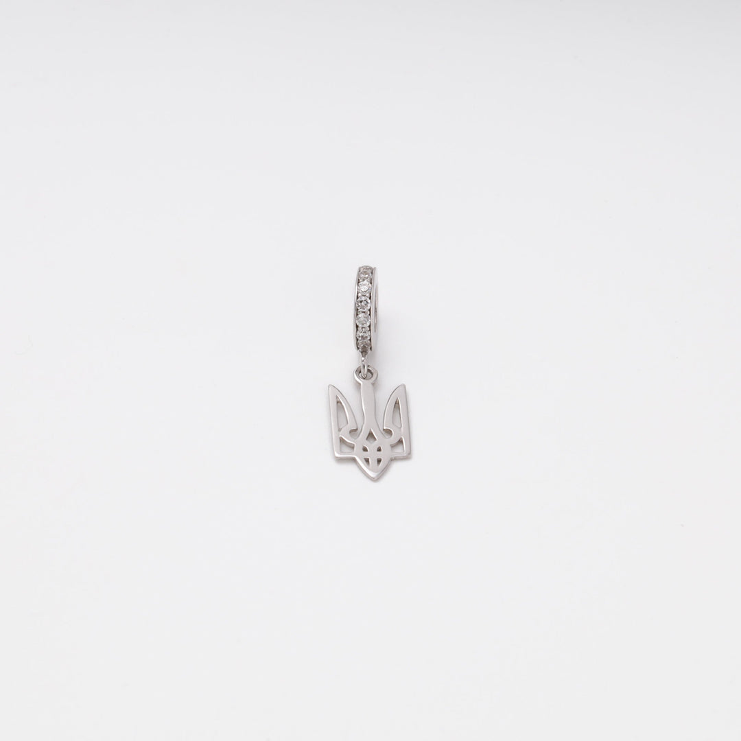 Silver 925 Trident Charm with CZ Bail | Ukrainian Jewelry