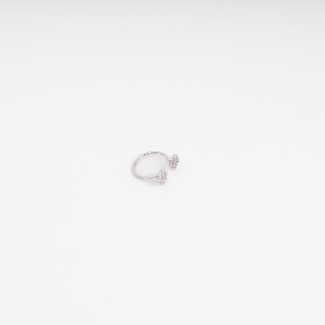 Sterling silver 925 pavé disc ring, side profile