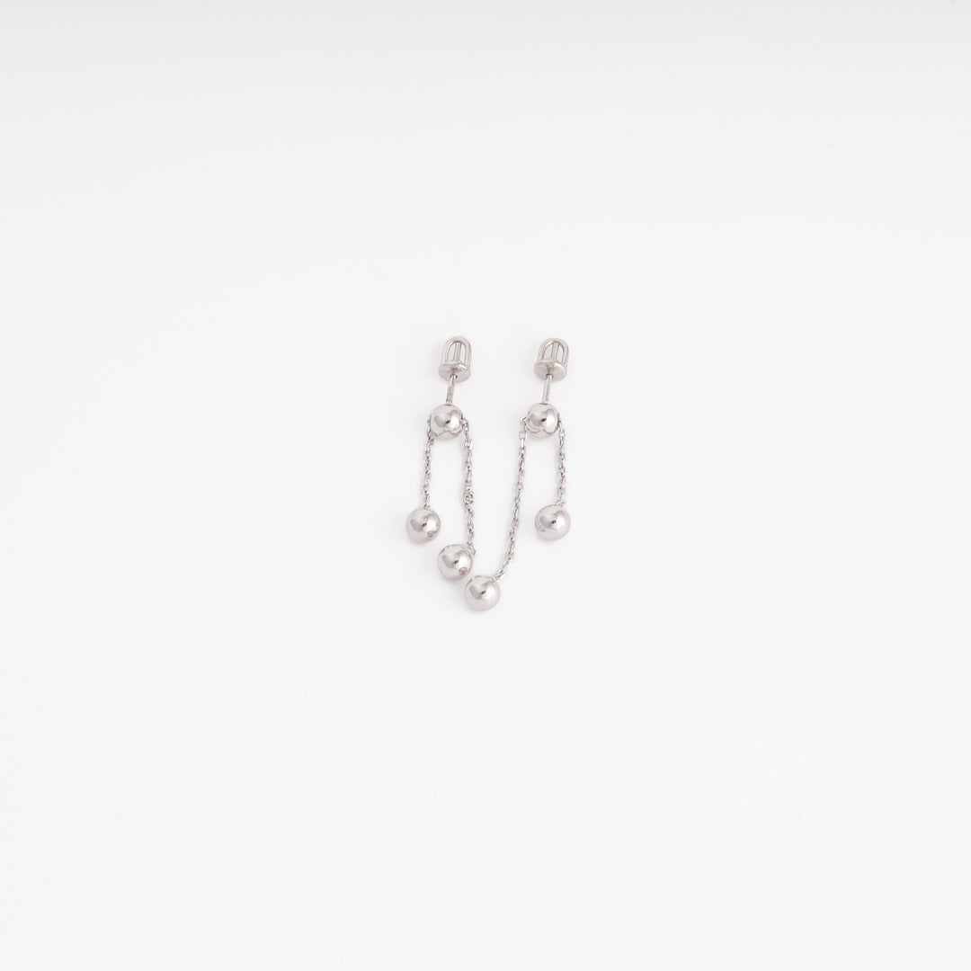 Ball chain drop earrings in Sterling Silver 925, rhodium plated — Ukrainian Jewelry