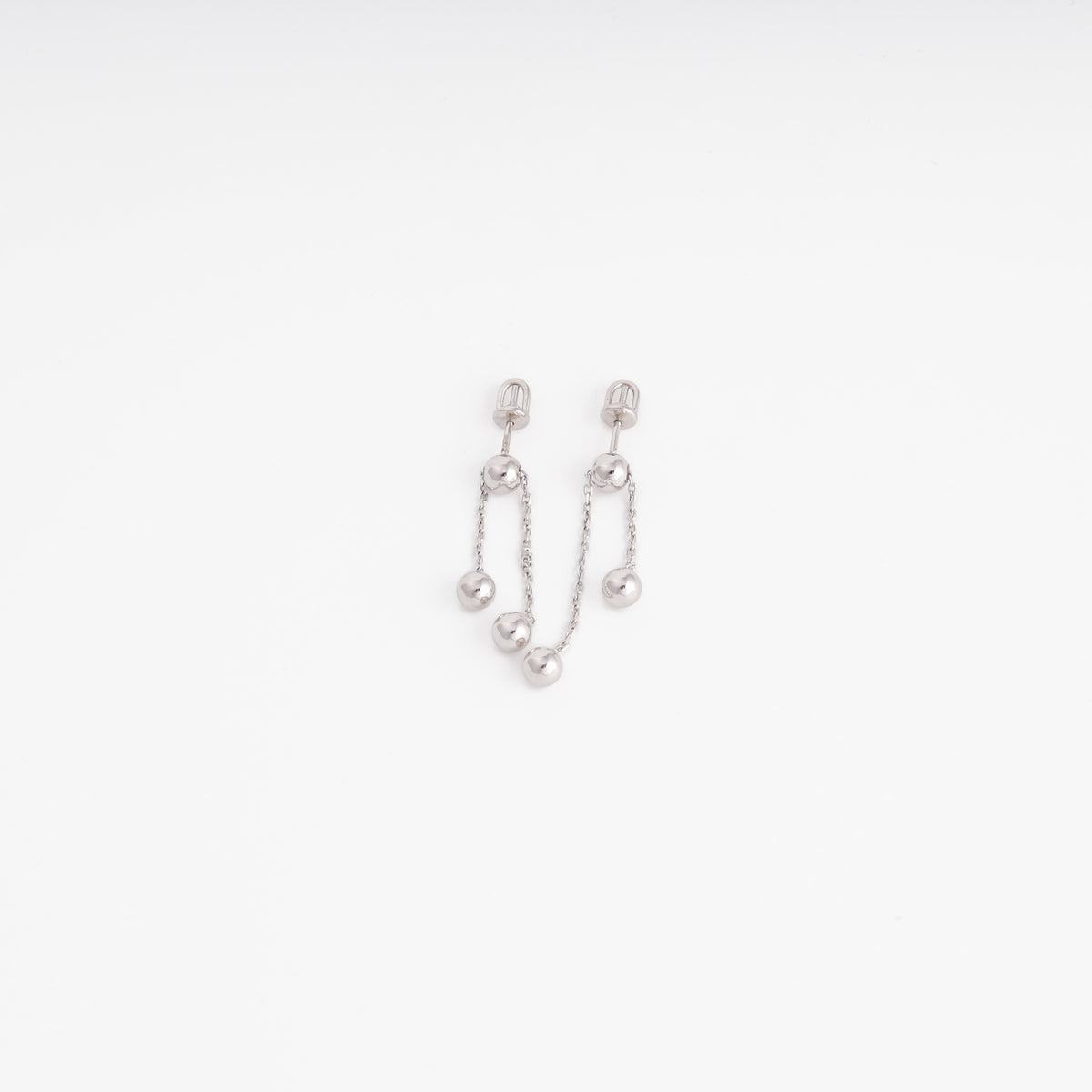 Ball chain drop earrings in Sterling Silver 925, rhodium plated — Ukrainian Jewelry