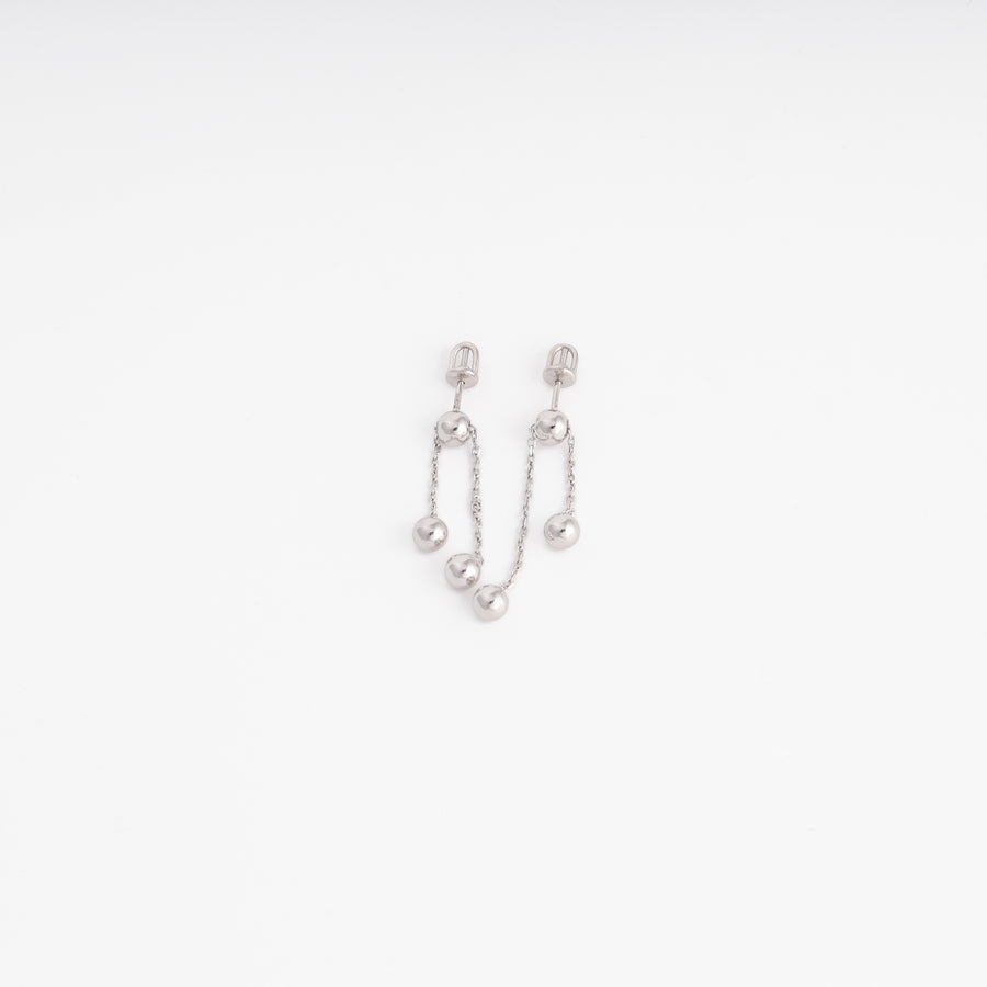 Ball chain drop earrings in Sterling Silver 925, rhodium plated — Ukrainian Jewelry