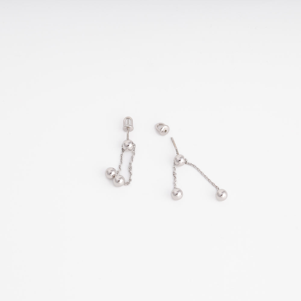 Silver 925 ball drop earrings on stand, 65 mm drop — Ukrainian Jewelry