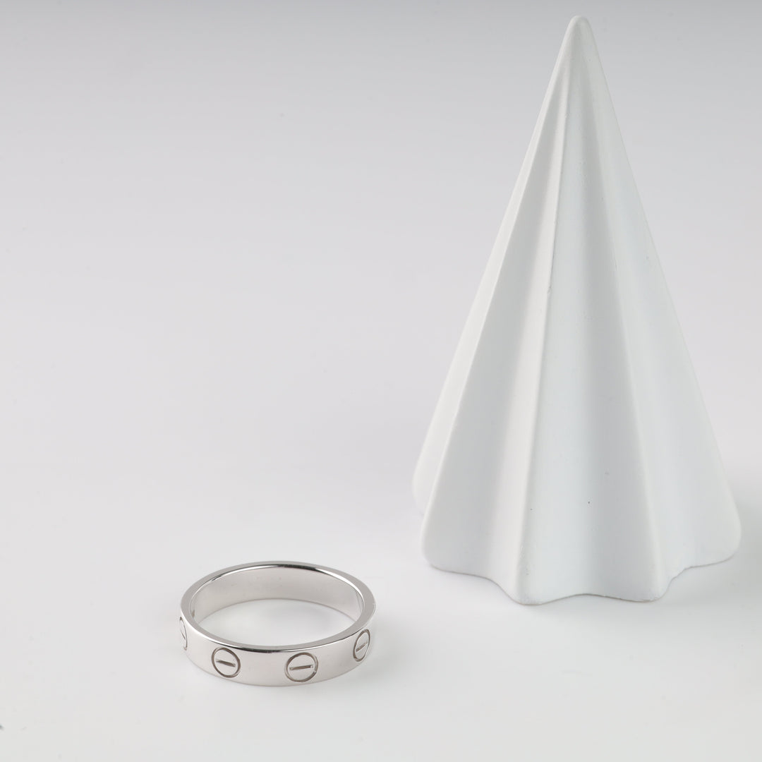 Nail Head Carved Band Ring 14K (585) White Gold | Ukrainian Jewelry