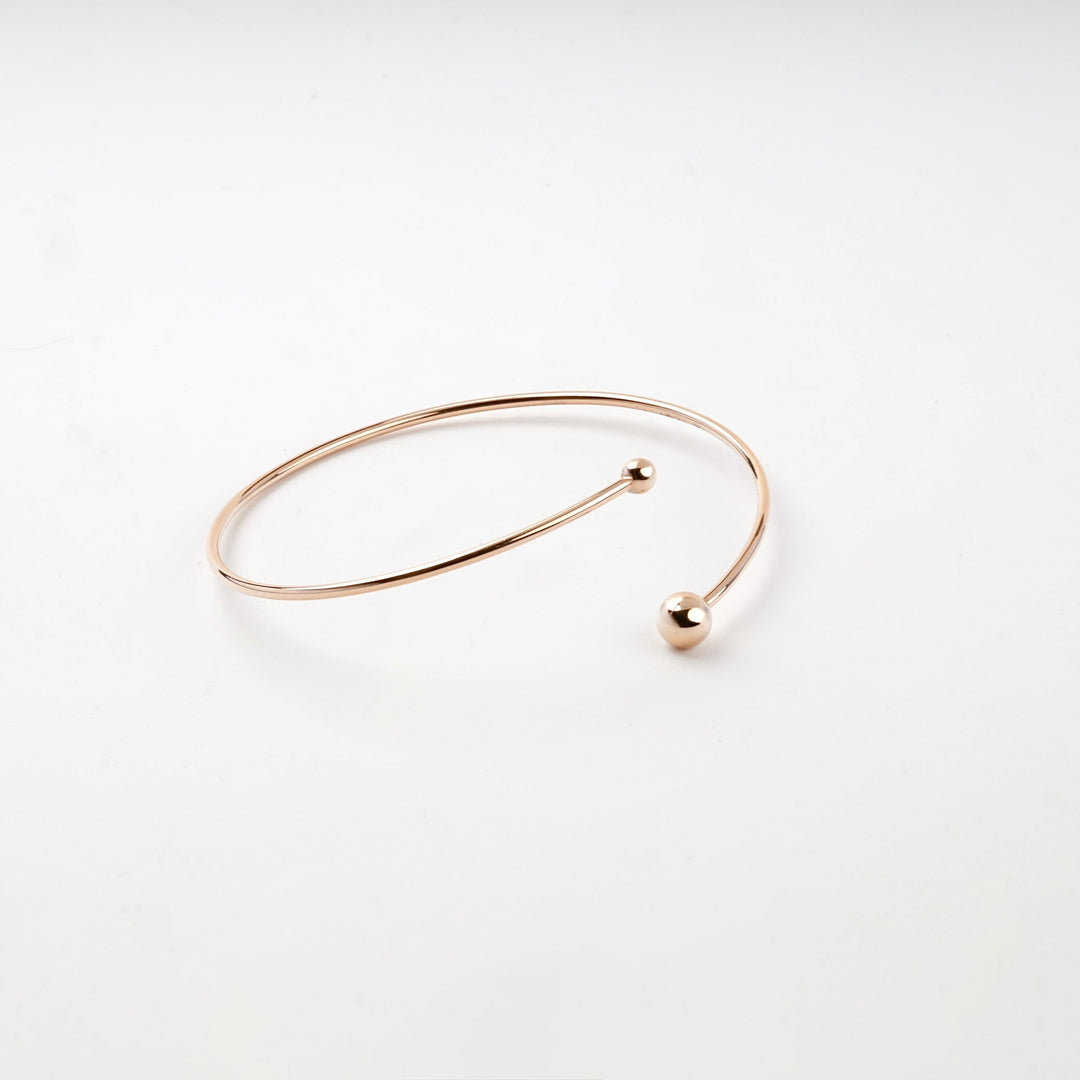 Rose Gold 14K (585) Asymmetric Ball Open Bangle Bracelet | Ukrainian Jewelry