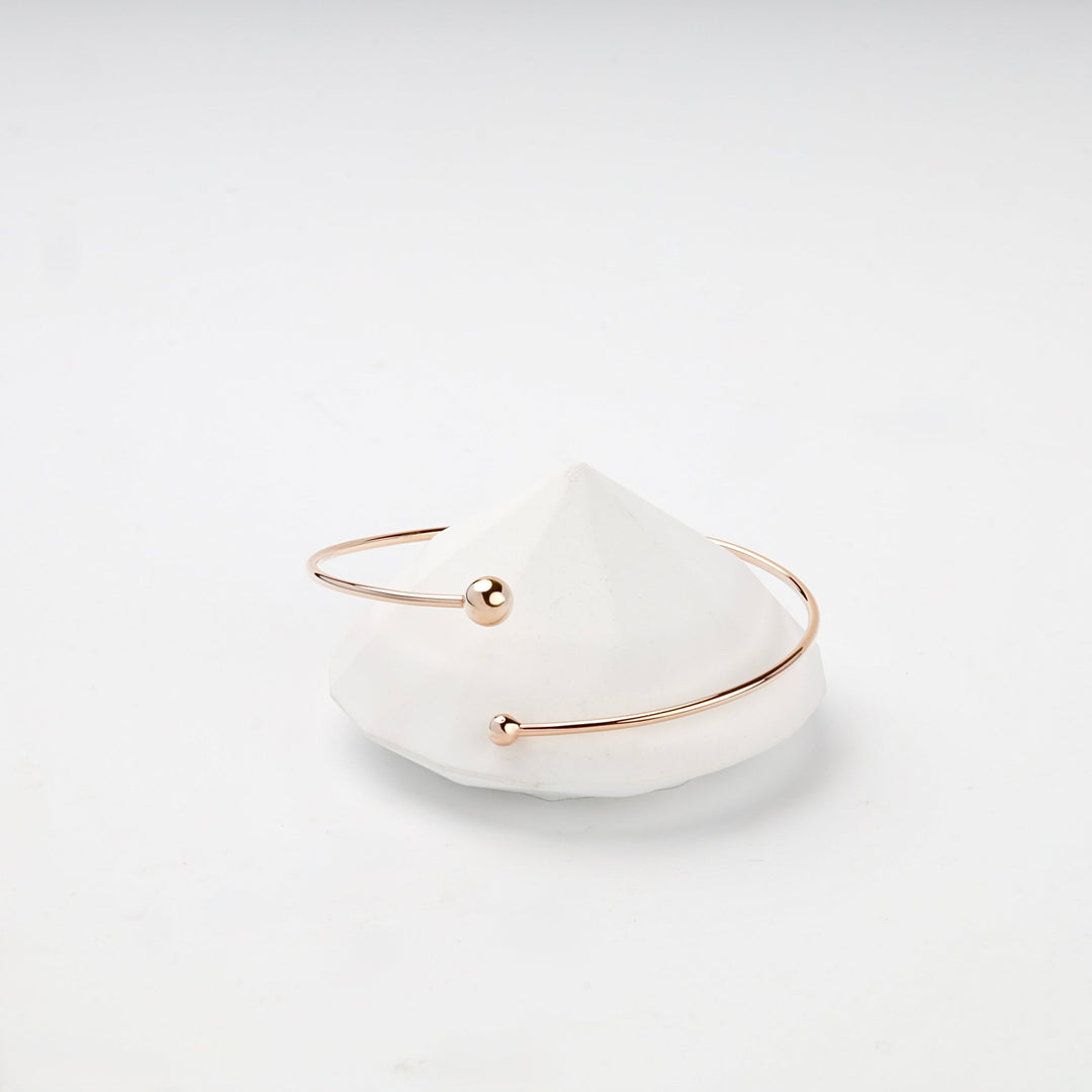 Rose Gold 14K (585) Asymmetric Ball Open Bangle Bracelet | Ukrainian Jewelry
