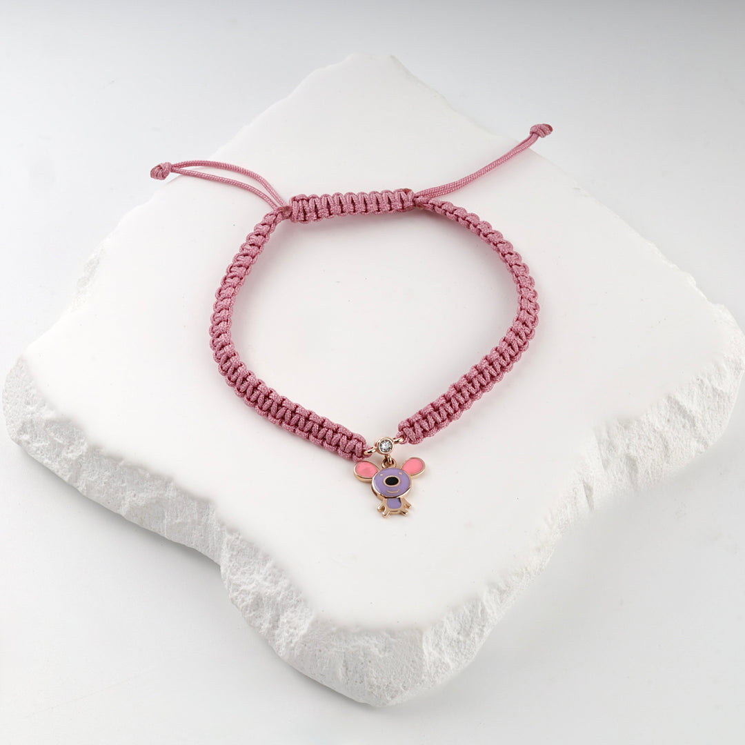 Pink Cord Mouse Bracelet with Enamel | 14K Rose Gold (585) — product tag