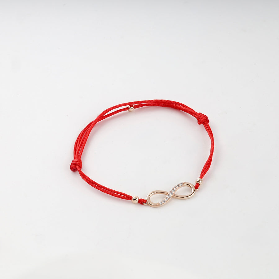 Red Cord Infinity Bracelet with Cubic Zirconia | 14K Rose Gold (585) — product tag