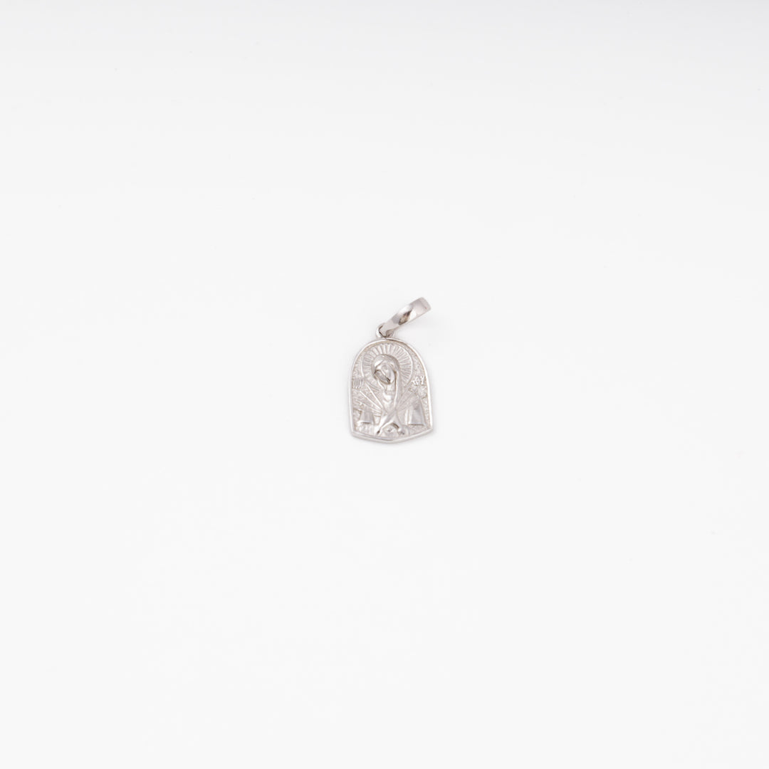 Icon pendant Madonna side view, Sterling Silver 925 rhodium plated — Ukrainian Jewelry
