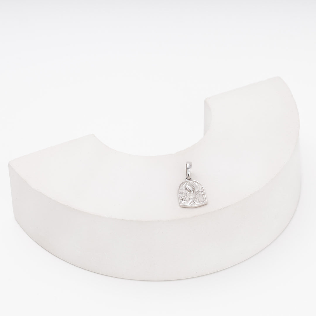 Icon pendant back view, smooth silver finish — Ukrainian Jewelry