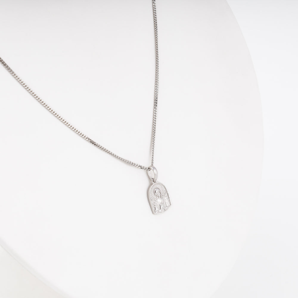 Silver 925 religious icon pendant, arched frame detail — Ukrainian Jewelry