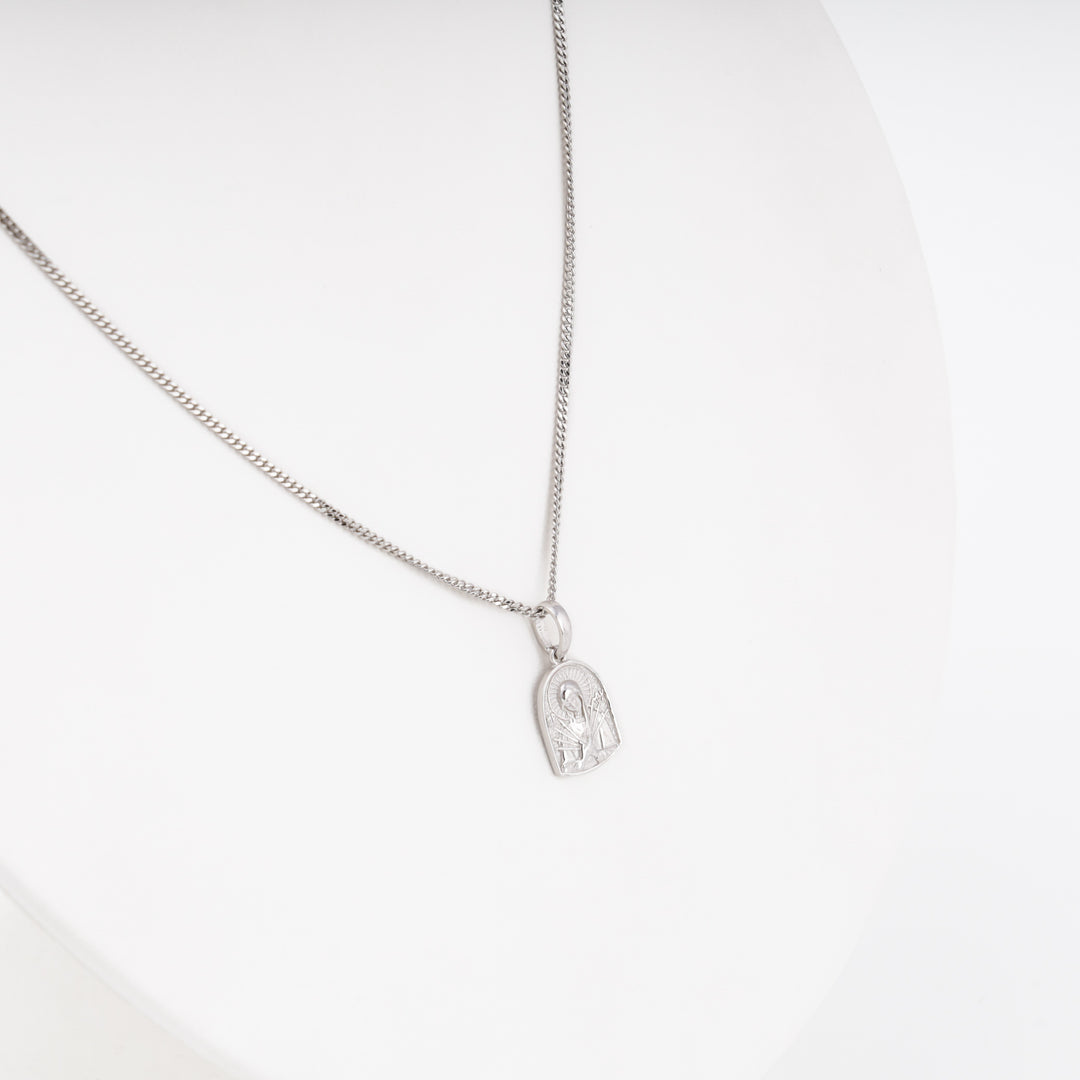 Silver 925 religious icon pendant, arched frame detail — Ukrainian Jewelry