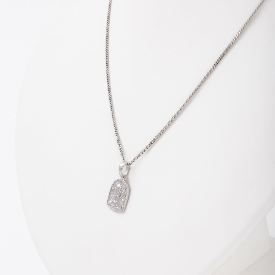 Madonna pendant worn on neck, delicate silver 925 rhodium — Ukrainian Jewelry