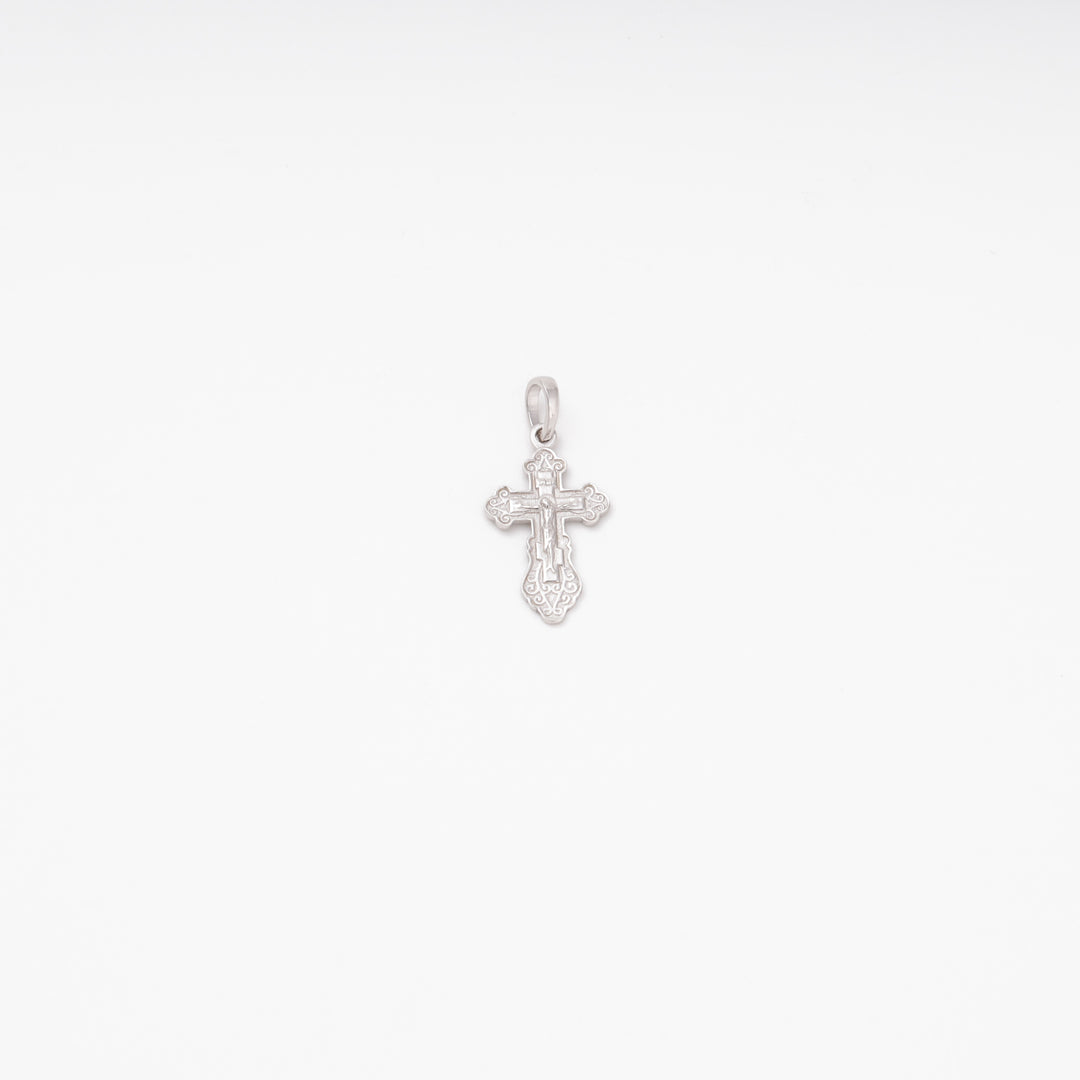 Orthodox cross pendant side view, smooth bale, Sterling Silver 925 — Ukrainian Jewelry