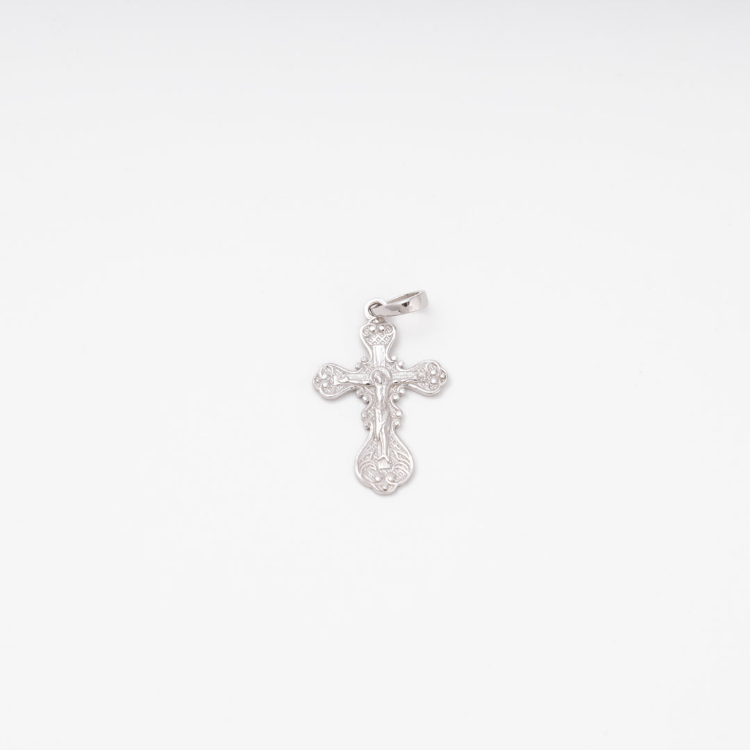 Silver Orthodox cross pendant on white background, 0.91 g — Ukrainian Jewelry