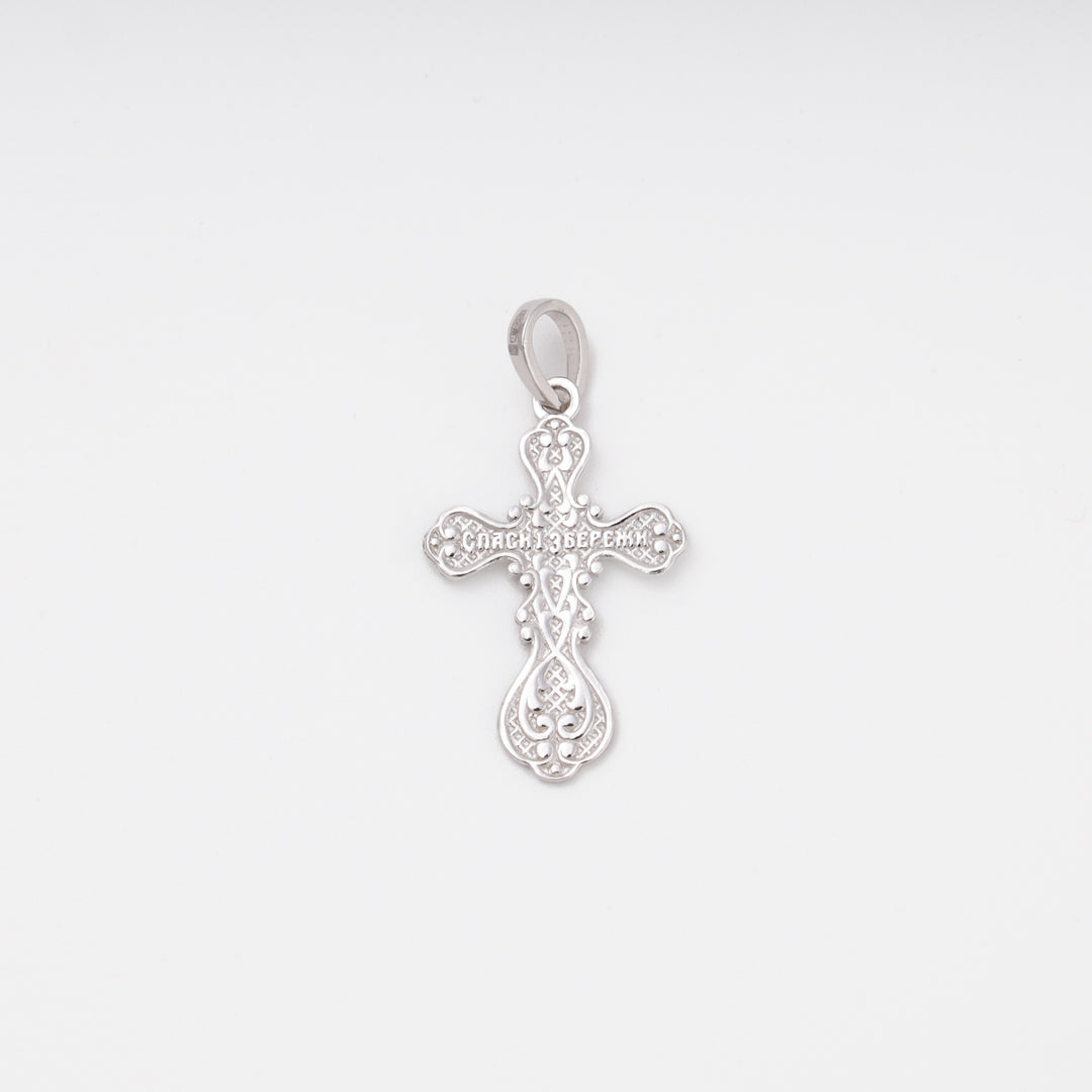 Orthodox Crucifix cross pendant worn on chain, Sterling Silver 925 — Ukrainian Jewelry