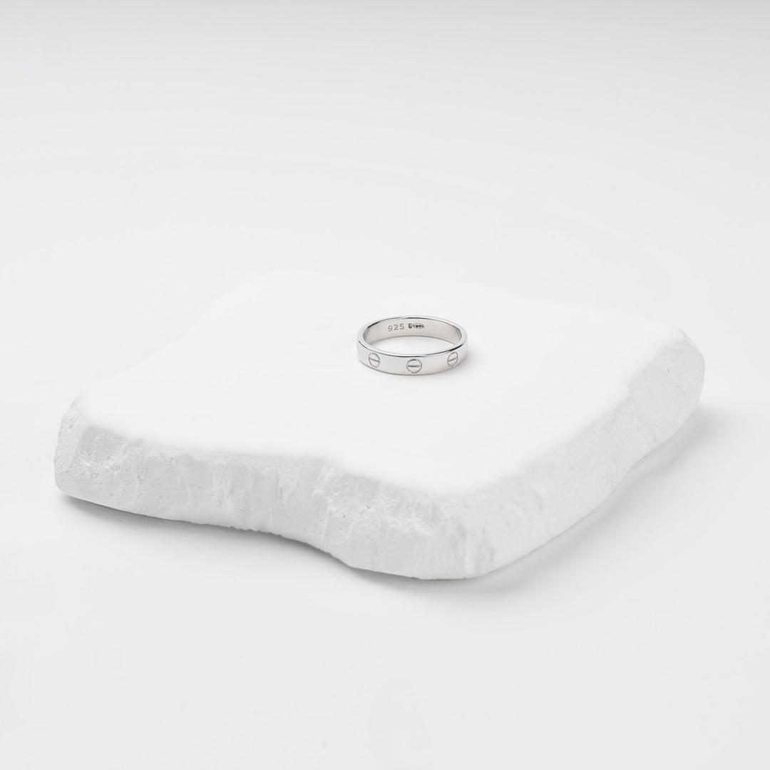 Rhodium-Plated Silver 925 Screw Motif Ring | Ukrainian Jewelry