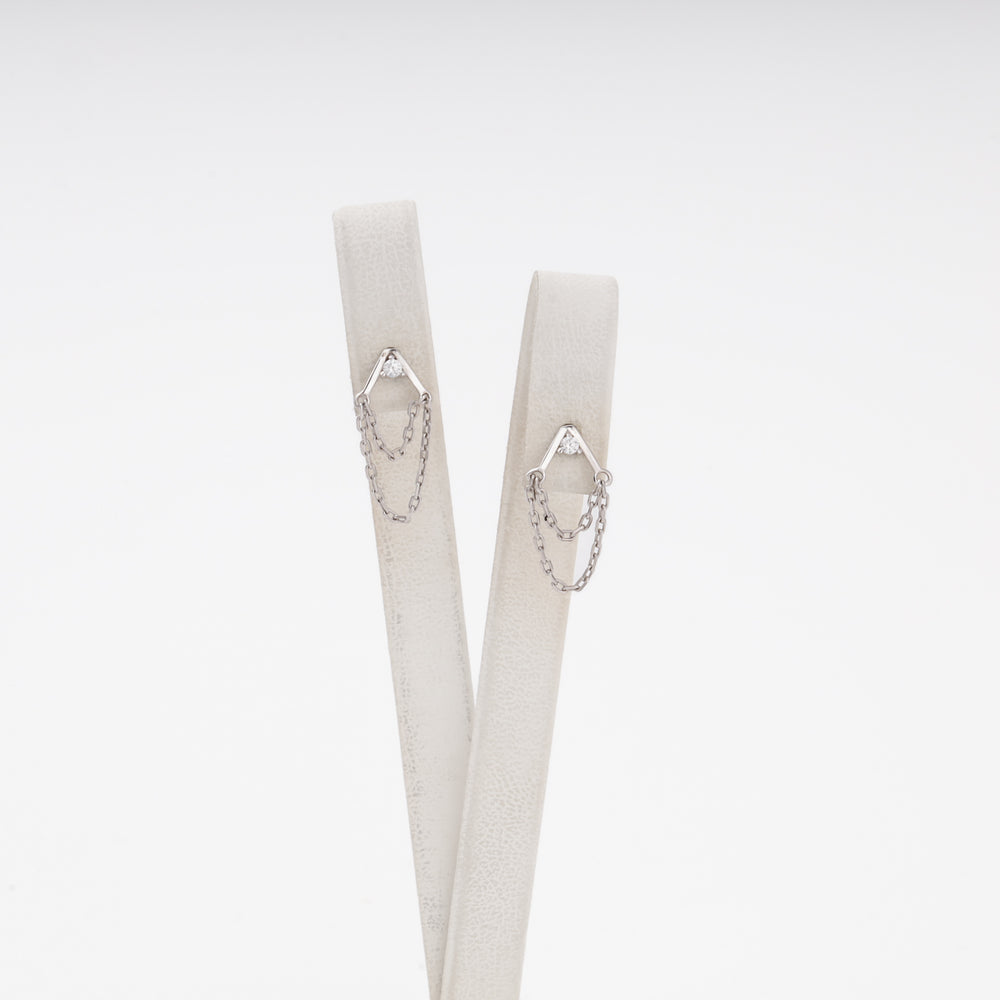 Silver earrings with CZ stud and geometric frame, 8.5 mm wide — Ukrainian Jewelry