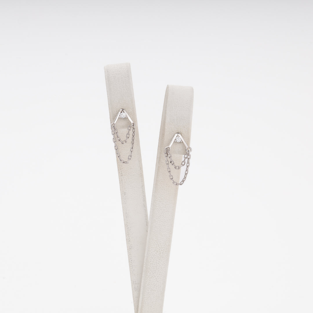 Silver earrings with CZ stud and geometric frame, 8.5 mm wide — Ukrainian Jewelry