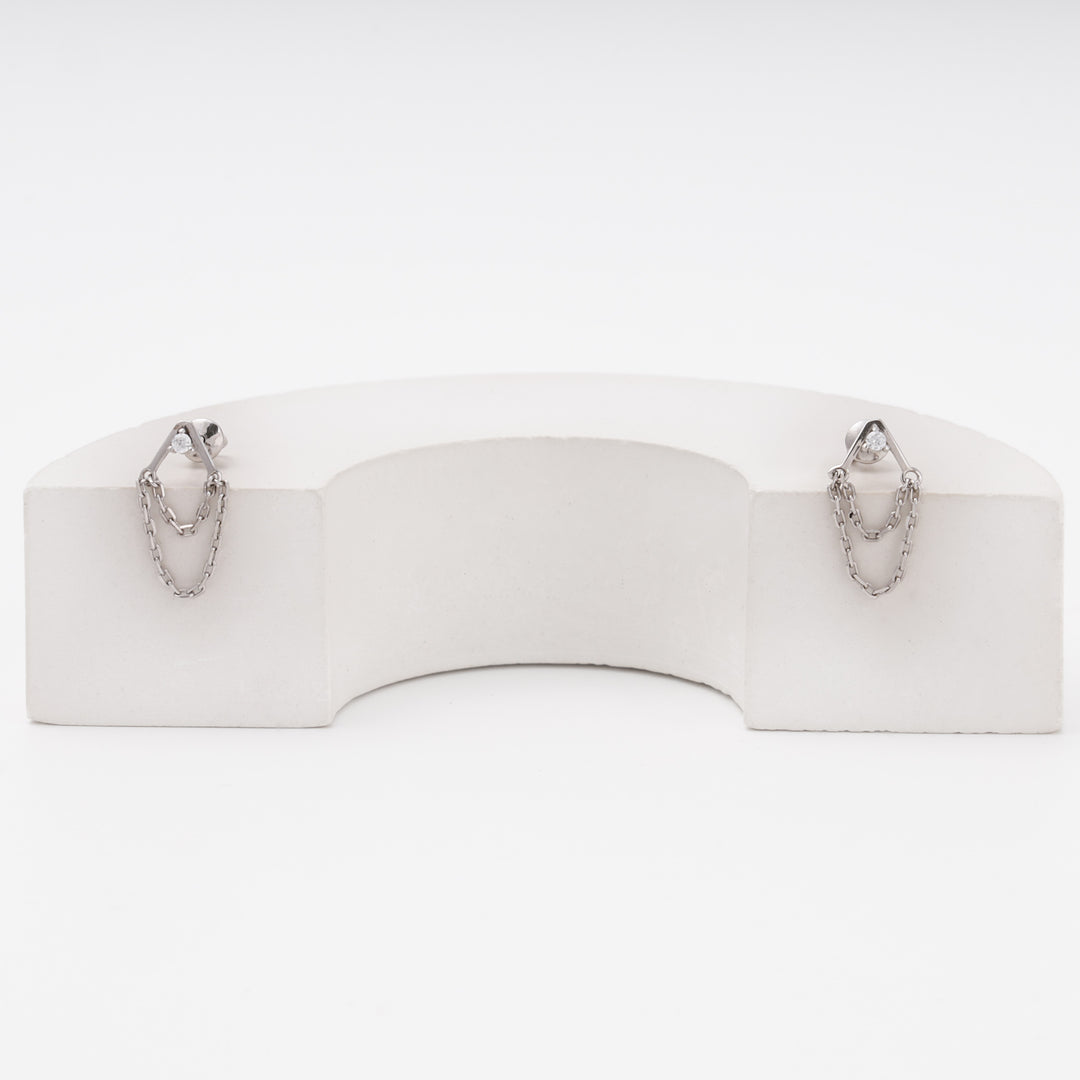 Chain drop earrings measurement, 65 mm drop, Sterling Silver 925 — Ukrainian Jewelry
