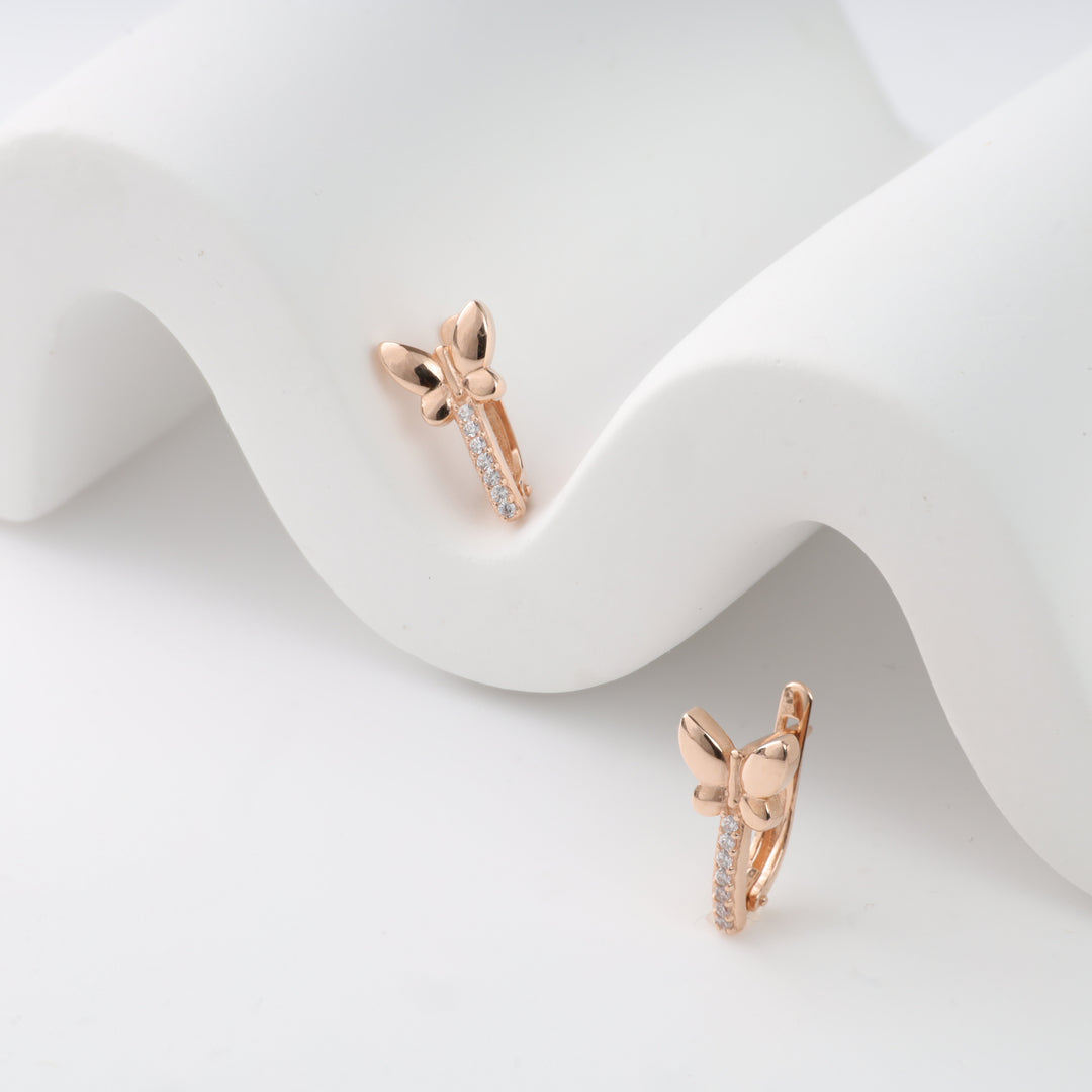 Kids Earrings Butterflies | 14 K Rose Gold (585)